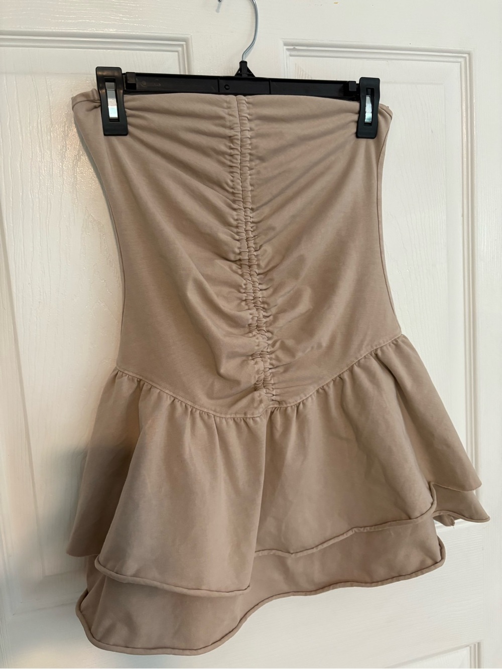 Offline by aerie Beige Strapless Ruffled Mini Dress